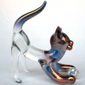 Hand Blown Glass Cat with Crystal
