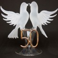 50th Anniversary Blown Glass Wedding Cake Topper White Doves 
