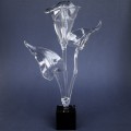 Hand Blown Glass Calla Lily Crystal and Black Marble Sculpture
