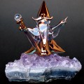 Hand Blown Glass Wizard on Amethyst Crystal