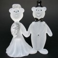 Hand Blown Glass Teddy Bear Bride and Groom
