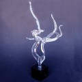 Hand Blown Glass Mermaid Crystal and Black Marble Sculpture
