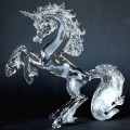Hand Blown Glass Unicorn Crystal Sculpture Rearing