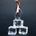 Hand Blown Glass Penguin on Ice Cubes