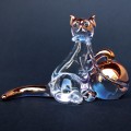 Hand Blown Glass Cat with Yarn Figurine